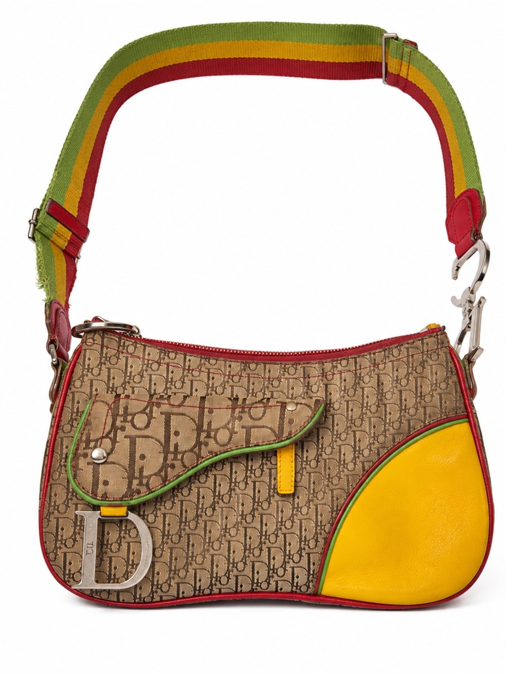 Dior Monogram Shoulder Bag with Yellow, Red and Green Accents